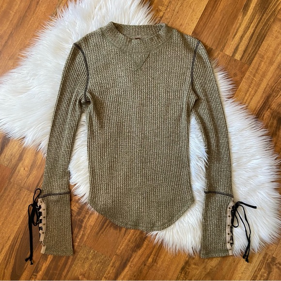 Free People Mountaineer Lace Up Cuff Top - Picture 2 of 16